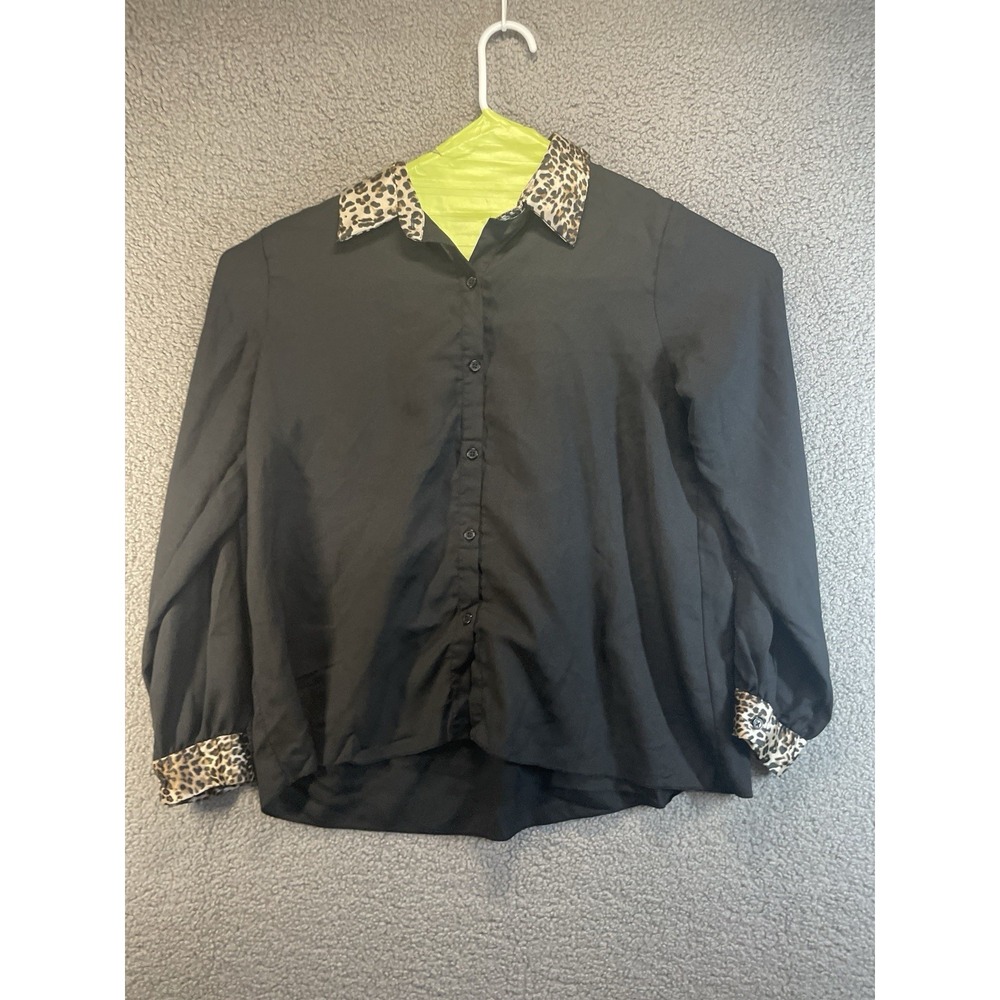 Madison Blouse Women's Large  Black Crew Neck Long  Sleeve Shirt Top Casual‎